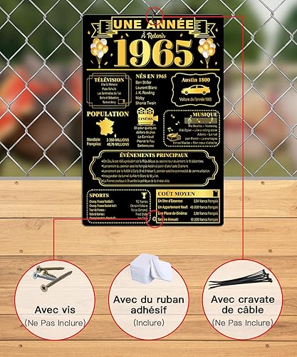 Putuo Decor Plaque Métallique Année 1965, Poster Historique Vintage 30x20 cm, Déco Murale en Aluminium, Souvenir Nostalgique Élégant Noir et Or, Installation Facile - Nail Gallerys