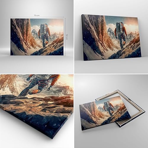 Moderne Impression sur Toile 100x70cm Image Tableau Decoration Murale Alpes Escalade Montagnes Grand Tableaux Decoratifs Muraux Chambre Horizontal Deco Cadre Décoration Salon Art Wall AA100x70-5740 - Nail Gallerys