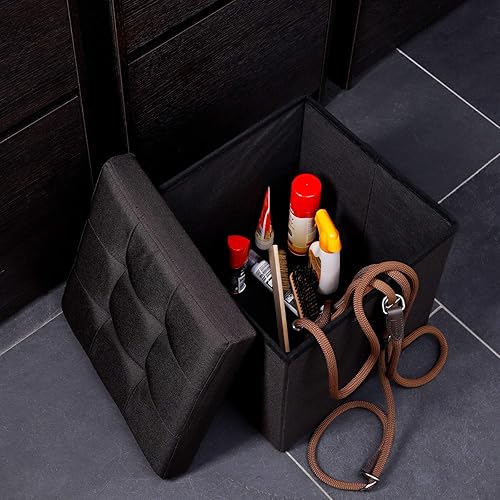 dibea Tabouret Pliable en Lin Cube Coffre de Rangement, 76x38x38 cm Gris - Nail Gallerys