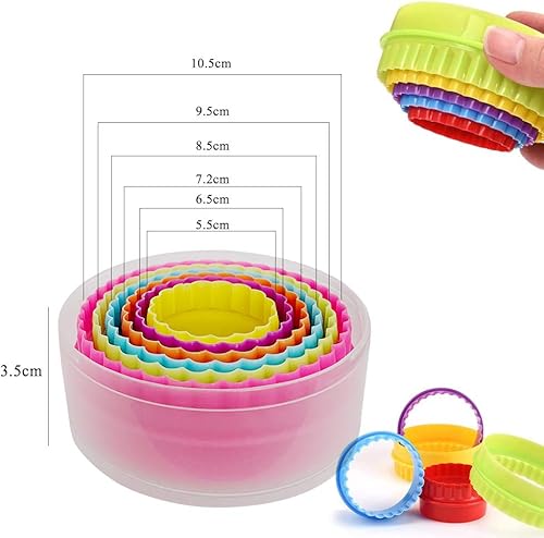 XCOZU Emporte Pièces Rond, 6 Pièces Emporte Piece Patisserie en Plastique pour Sandwich Fondant Pâte à Fruits Biscuit, Emporte-pièces Colorés pour Enfants - Nail Gallerys