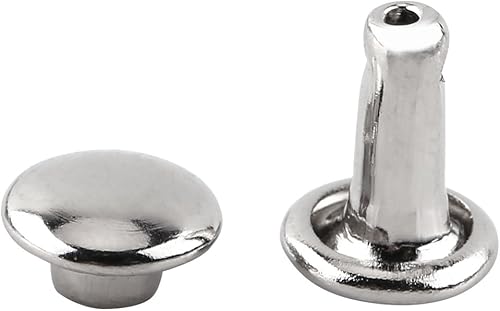 Walfront 100 Sets Rivet Cuir Rivets Double Calotte en Métal pour DIY Bricolage Accessoires 6x8mm Rivet Couture Rivet Tubulaire (Argent) - Nail Gallerys