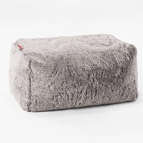 Lounge Pug - Fausse Fourrure Lapin - Pouf Repose Pied - Gris Clair - Nail Gallerys