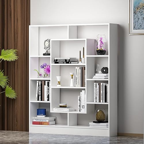 HOMIDEA Venus Bibliothèque - Étagère de Rangement - Étagère pour Livres - Étagère pour Bureau/Salon par Le Design Moderne (Blanc/Noyer) - Nail Gallerys
