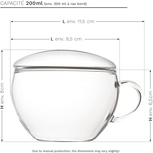 Creano Ensemble de 2 Tasses à Thé Avec Couvercle, Pratique Pour Fior di Thélini ou Sachet de Thé, Latte Macchiato, Café | 200ml - Nail Gallerys