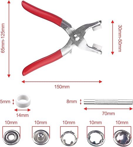 Gvolatee 200 kits 10 mm bbouton pression avec pince, 10 couleurs pressions sans couture avec Rangement de Boîte pour la couture de vêtements pour bébé enfant, bricolage sac, vestes, jeans, artisanat - Nail Gallerys