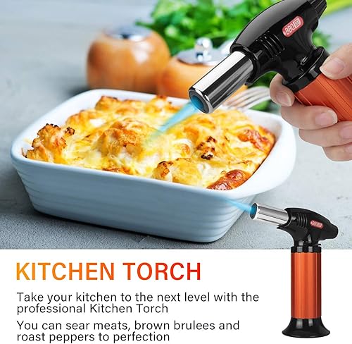 Inkbird Chalumeau de Cuisine BG-KT01,Torche de Cuisine Butane Briquet Chalumeau Gaz Cuisine avec Verrou de Sécurité & Briquet Flamme Réglable pour Creme Brulee,Cuisson,Barbecue,Dessert, Viande Grillée - Nail Gallerys