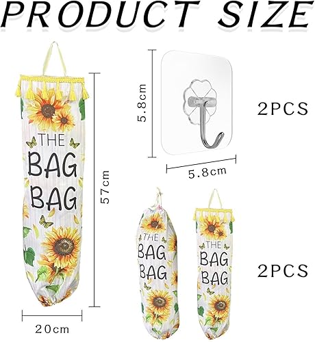 2 Supports De Sacs En Plastique, 2 Crochets Auto-Adhésifs, Support De Sac Fourre-Tout, Support De Sac D'Emballage, Organisateur De Sac De Courses Mural, Organisateur De Sac Poubelle De Cuisine - Nail Gallerys