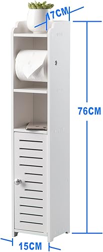 AOJEZOR Porte-papier toilette, colonne d'armoire avec porte-papier toilette, porte-papier toilette 2 en 1 et brosse toilette, meuble de salle de bain, en PVC, blanc - Nail Gallerys