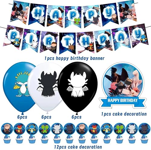 Dragon Décoration De Ballon D'anniversaire, Décoration De Fête Pour Film De Dessins Animés Bannière, Fête D'anniversaire D'enfant Thème Bannière D'anniversaire - Nail Gallerys