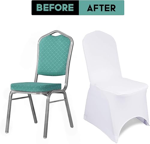 Trimming Shop Housse de chaise en élasthanne avec élastique super extensible et durable pour banquets/mariage/fête/restaurant/salle à manger Blanc - Nail Gallerys