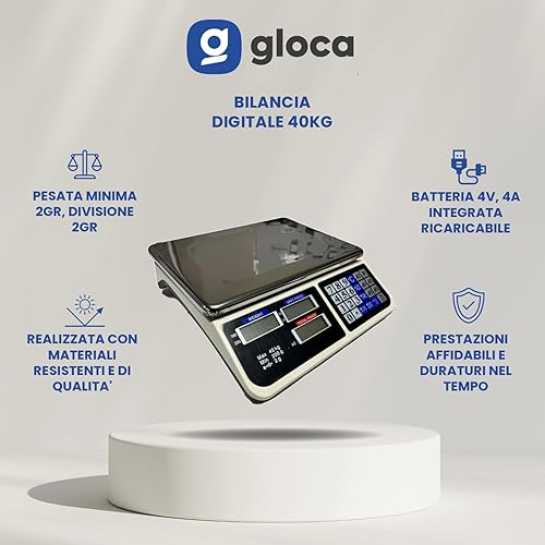gloca Balance professionnelle numérique électronique max 40 kg division 2 g - Nail Gallerys