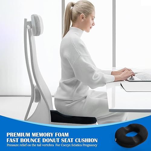 LeapBeast Donut Cushion pour Le Soulagement des Hémorroïdes et Coussin, Orthopedic Ring Memory Foam Coussin pour Coccyx Pain Post Natal 18 Pouces, Noir - Nail Gallerys