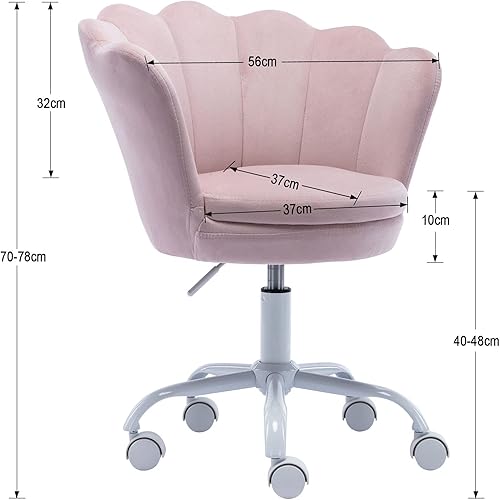 Wahson Chaise de Bureau pour Fille, Chaise Bureau Enfant Fauteuil Bureau Pivotant pour Adolescents Chaise de Bureau Chambre en Velours, Rose Clair - Nail Gallerys