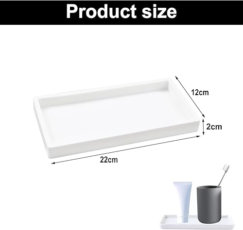 JINJUMEI Plateaux Salle de Bain Plateau Decoratif Rectangulaire Plateau Antidérapant Plateau Rangement Salle de Bain pour Vanité Plateau en Salle de Bain Comptoirs de Salle de Bains Cuisine Lavabos - Nail Gallerys