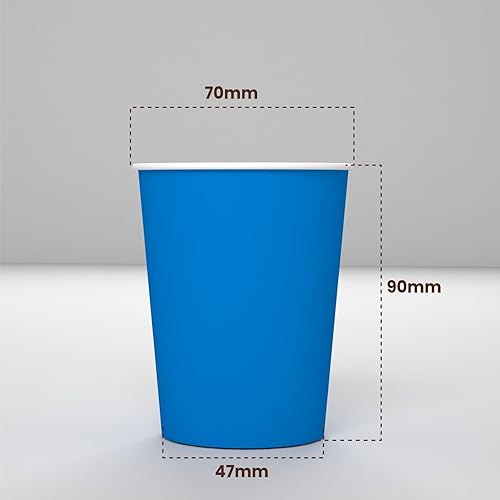 Baciato Caffè 100 Verres en Papier, Bleu, 200 ml, Écologiques et Biodégradables, Gobelets Jetable par Emporter, Résistant à la Chaleur, Boissons Froides, Chaudes, Café, CAPPUCCINO - Nail Gallerys