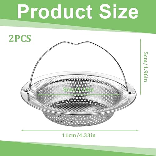 EIHI Lot de 2 Filtre evier cuisine, Bonde evier cuisine, Crépine de Vidange d’évier en Acier Inoxydable avec Poignée Relevable, Diamètre Extérieur 11 cm x Hauteur 2 cm - Nail Gallerys