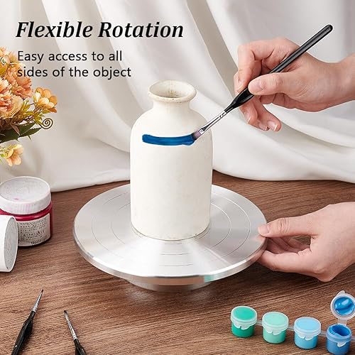 UNICRAFTALE 1 pièces Plateau Tournant en Céramique Alliage D'Aluminium 19.6cm Plateau Tournant Roue de Sculpture Plateau Tournant Support en Céramique avec Roulements à Billes Céramique Modélisme - Nail Gallerys