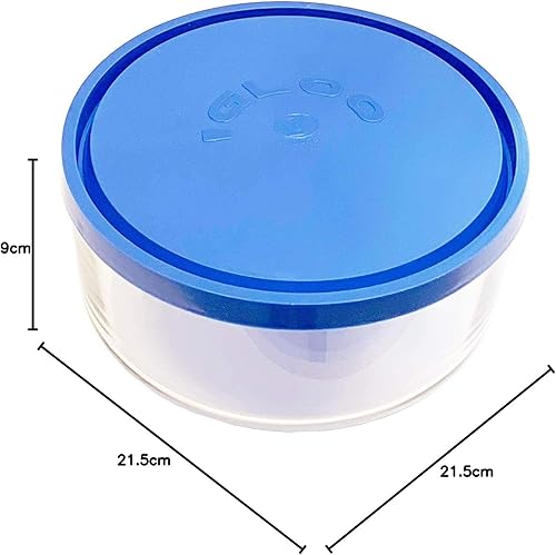Boîte à lunch ronde en verre de 22 cm avec couvercle bleu en plastique, passe au lave-vaisselle, au micro-ondes et au congélateur - Nail Gallerys