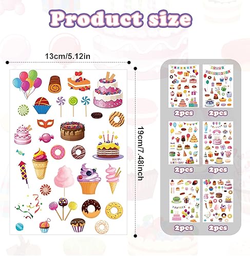 12 Sheets Happy Birthday Stickers, 6 Styles Birthday Scrapbook Stickers Colorful Birthday Stickers for Kids Birthday Decals for Envelope Party Favors Supplies (Style 1) - Nail Gallerys