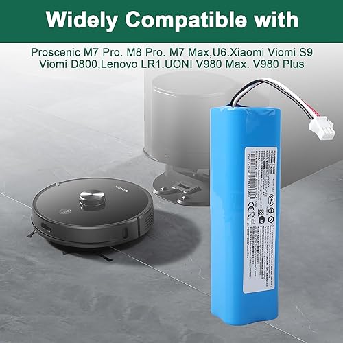 6800mAh 14.4V Li-ION Batterie de Rechange Compatible avec Proscenic M7 Pro, M8 Pro, M7 Max, LDS M7 Pro, U6, Compatibles avec Lenovo LR1 Xiaomi S9 Viomi D800 UONI V980 Max V980 Plus Aspirateur - Nail Gallerys