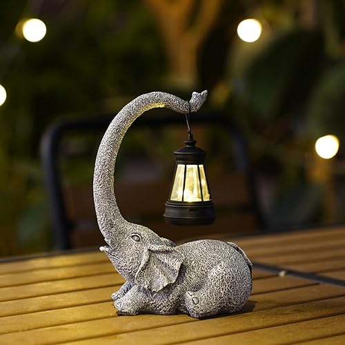 Décoration de jardin en forme d'éléphant - Statue solaire - Lampe de figurines d'extérieur - Décoration de cour - Magnifiquement idéale pour la maison, les anniversaires, la maison (gris foncé, 14 x 9 - Nail Gallerys