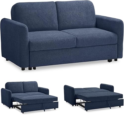 EVERGREENWEB - Canapé-lit 2 Places Convertible en Lit Double Fonction de Couchage en Tissu Gris, Dossier Inclinable Click Clack à Double Coussin, Canapé avec Chaise Longue Structure Renforcée, Nelly - Nail Gallerys