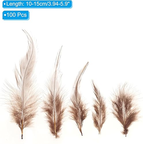 PATIKIL Selle Hackle Coq Plume 4-6', 100 pcs Coq Plumes Loose Hackle Plumes pour Rêves Attrapeur Boucles Oreilles DIY, Marron - Nail Gallerys