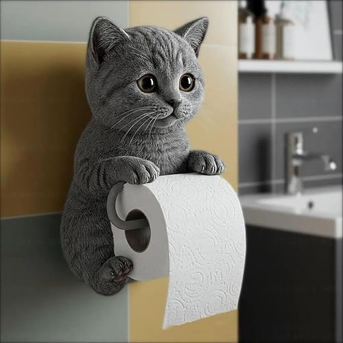 Porte Papier Toilette en Forme De Chat 3D Amusant Derouleur Papier Toilette Murale, Porte Papier Toil-ette Chats, Support Mural Décoratif pour Papier Toile-tte pour Amoureux des Chats - Nail Gallerys