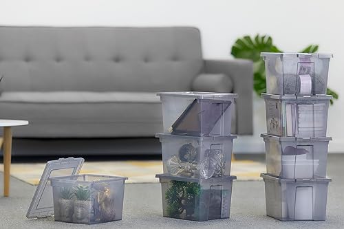 Iris Ohyama, Boite rangement plastique, Boite de rangement bureau de 10L, Lot de 4, Sans BPA,DDUSB-S, Gris- L29 x P24 x H18.5 cm - Nail Gallerys