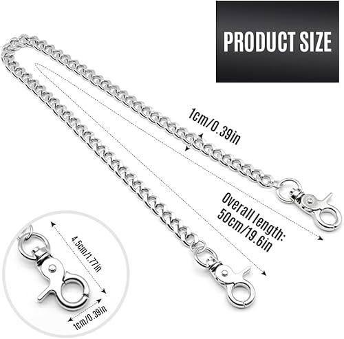 GIDWRIY Chaine Pantalon Femme Homme 50 cm,Chaine Portefeuille,Chainette pour Jeans,Chaîne Punk Argent,Chaînes et Accessoires,Ceinture Chaîne Jeans,Chaines de Remplacement Sac a Main pour Hip Hop - Nail Gallerys