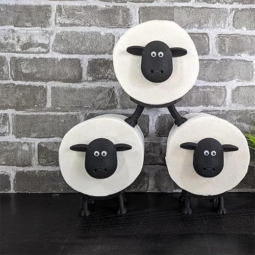 Lot de 3 porte-rouleaux de papier toilette en forme de mouton avec impression 3D - Pour salle de bain, étagère, table, comptoir, sol - Nail Gallerys
