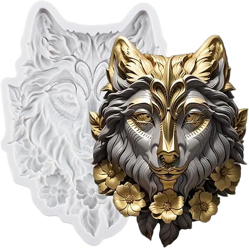 MINFEIDMS Moules en silicone avec tête de loup, loup, animaux de la forêt, moules à fondant pour décorer des gâteaux, des cupcakes, des chocolats, des fleurs, des bonbons, de l'argile polymère - Nail Gallerys