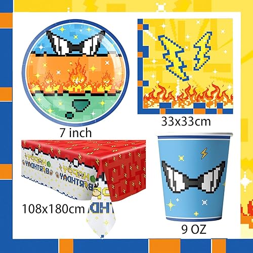 Vaisselle de fête d'anniversaire à thème pour enfants, 61 pièces, y compris assiettes en carton, gobelets en carton, serviettes en papier et nappes, assez pour une fête de 20 enfants - Nail Gallerys