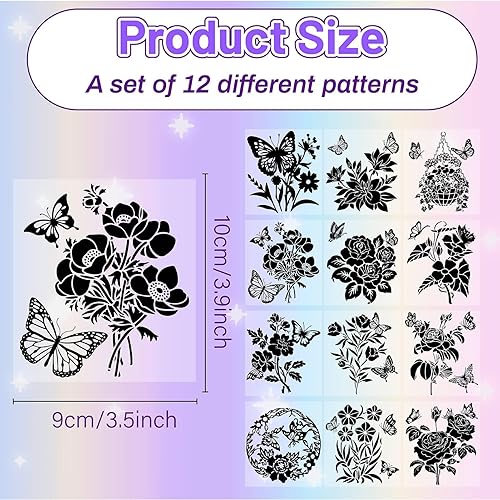 CREATCABIN 24 pièce Silhouettes Fées Pot Mason,Lanterne d'ange,Découpes Laser,Ornements,Champignons,Papillons,Scrapbooking pour Verre Dépoli,Murs,Fenêtres,Voitures 10x9cm(sans Autocollant) - Nail Gallerys