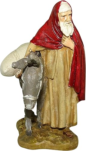 Ferrari & Arrighetti Figurine crèche : Berger Errant avec âne - Collection Martino Landi - 12 cm - Nail Gallerys