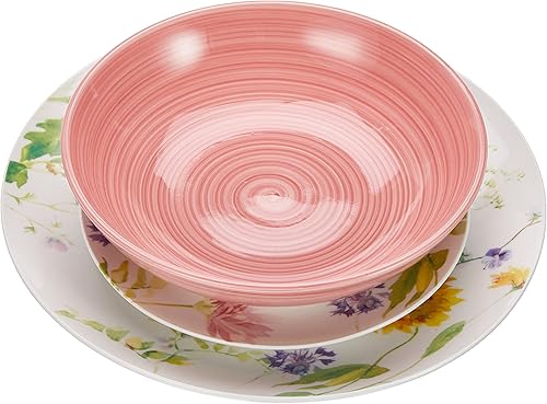 Tognana Audrey Service de vaisselle pour 6 personnes, 18 pièces, porcelaine, florale - Nail Gallerys