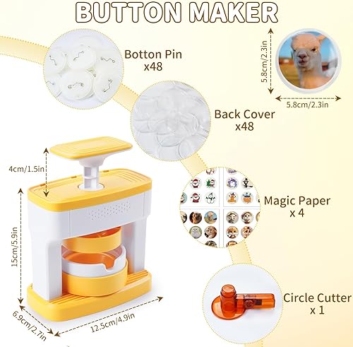 Machine à Badges, 55 mm Machine de Fabricant de Badges de Fabricant de Boutons DIY Machine, Button Maker DIY Presse Badge pour Fabrication Personnalisation de Badges à Épingle 48 Pièces - Nail Gallerys