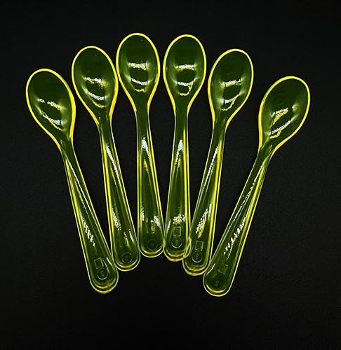 Kimmel Cuillère à oeufs pour bébé - Lot de 6 grandes cuillères à dessert - En plastique - Jaune transparent - 21-000-3311-1 - Nail Gallerys