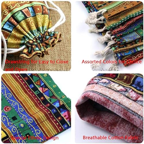 HOMIXES 50Pcs Style Ethnique Pochette à Bijoux en Jute Sac Cadeau à Cordon Coulissant Faveur Pochettes De Mariage Partie De Fête Cadeau Sacs Pochette en Tissu en Lin Organiseur - Nail Gallerys