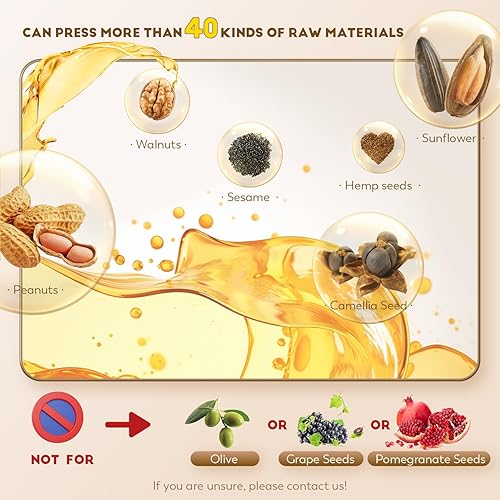 CGOLDENWALL 1800W Machine à Presser l'Huile Presses à Chaud Et à Froid Disponibles, 0-300 ℃ Contrôle De La Température, Pour 40 Sortes d'Huiles Comme l'Huile De Noix/De Noix De Coco - Nail Gallerys