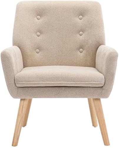 Vente-unique - Fauteuil en Tissu Beige SERINO - Scandinave - Nail Gallerys