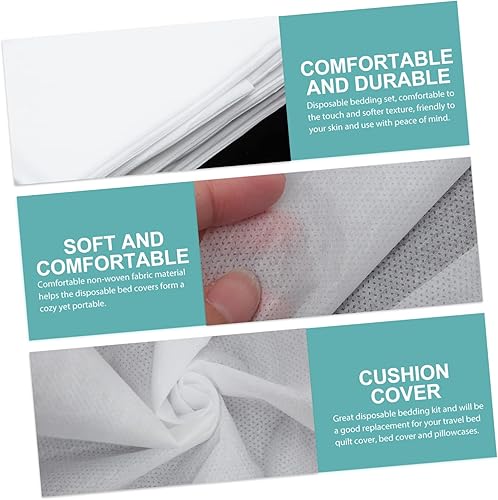 MUCKLILY 1Ensemble Jetable de Voyage de Hôtel Housses de Couette Taies Oreiller pour Séjours Hôtel Camping pour Vos - Nail Gallerys