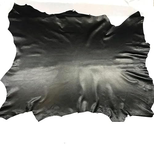 Feuille de tissu en cuir véritable souple de couleur noire de chèvre véritable pièce de couture 60 x 70 cm épaisseur 0,6 mm - Nail Gallerys