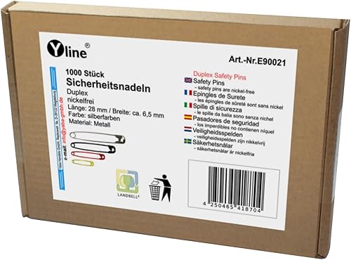 E90021 Lot de 1000 épingles de sûreté Argenté Taille S Env. 28 mm - Nail Gallerys