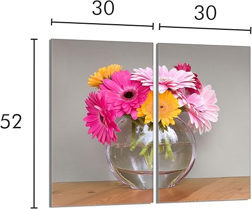 DarHaus Plaque de recouvrement, 60 x 52 cm, en verre, pour cuisinières électrique, à induction, convient comme décoration, protection anti-éclaboussures ou planche à découper, Gerberas Coloré - Nail Gallerys