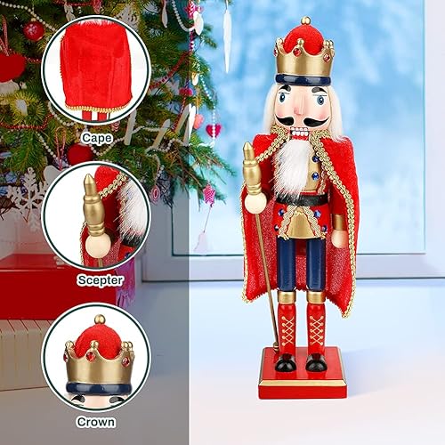 Auniq Soldat Casse Noisette, Décor Figurine de Soldat Roi Casse Noisette en Bois, 38cm Hauteur Casse Noisette Décorations de Noël Ornement de Poupée pour Fête du Festival Cadeaux de Noël - Nail Gallerys