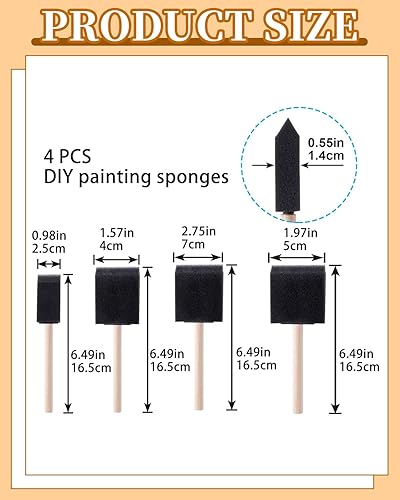 BARRU Lot de 4 pinceaux éponge – Pinceau en mousse avec manche en bois, pinceau à pointiller en mousse pour peinture, travaux manuels pour adultes et enfants et peinture à l'aquarelle (noir) - Nail Gallerys