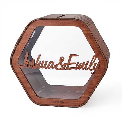 Personnaliser Boîte de cartes de mariage Boîte d'emballage en bois Boite cadeau Nom d'usage Tirelire Coupon de cadeau pour marier banquet Anniversaire Douche de bébé Diplômé Fête décorer Fournitures - Nail Gallerys