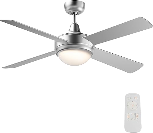 WilTec Ventilateur de Plafond Silencieux 65 W, 4 pales, Ø 130 cm, Max. 30 m², plafonnier intégré, brasseur d’air avec Lampe Lustre luminaire - Nail Gallerys