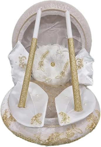 Dounia Mariage Coffret henné Luxe Le Coffret est composé : Un Coffret Un Coussin 1 Paire de Gants, 1 Paire de Chaussons, 1 Sachet henné, 1 Assiette 1 Couteau 2 Bougies, Blanc Dore - Nail Gallerys